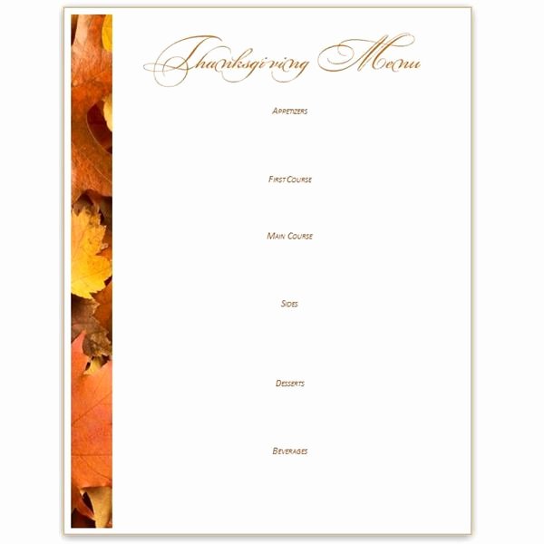 Thanksgiving Dinner Menu Template Unique Printable Thanksgiving Menu Templates – Happy Easter