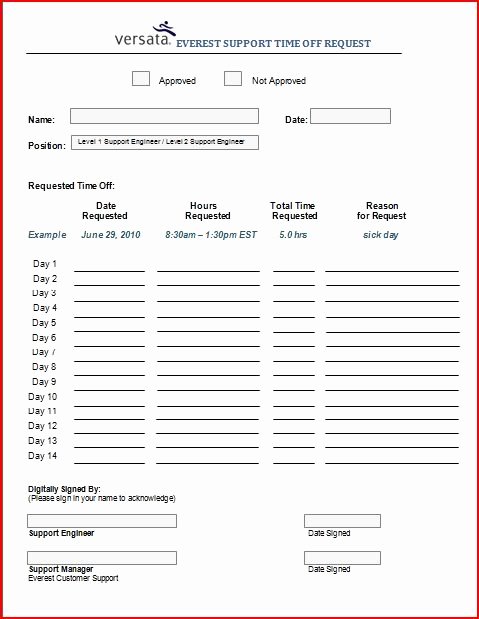 Time Off Request Template Elegant Everest Support Time F Request form Template by