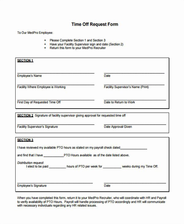 Time Off Request Template Fresh 25 Time F Request forms
