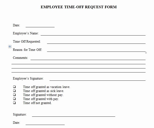 Time Off Request Template Fresh Employee Time Off Request form Template Excel and Word