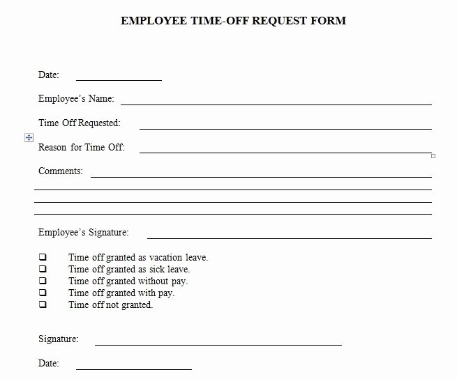 Time Off Request Template New Employee Time Off Request form Template Excel and Word
