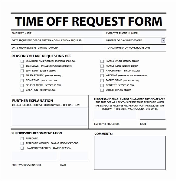 Time Off Request Template New Printable Time F Request form to Pin On