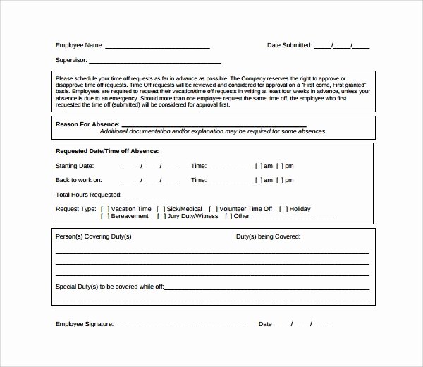 Time Off Request Template New Time F Request form 24 Download Free Documents In Pdf