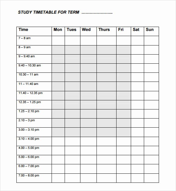 Time Study Template Excel New 9 Sample Timetables