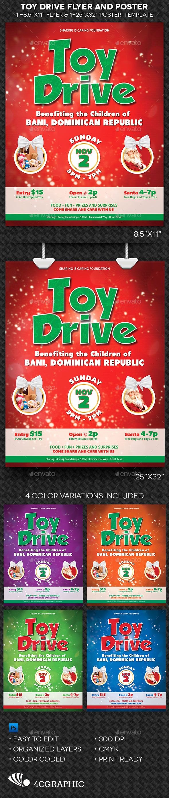 Toy Drive Flyer Template Inspirational toy Drive Flyer and Poster Template