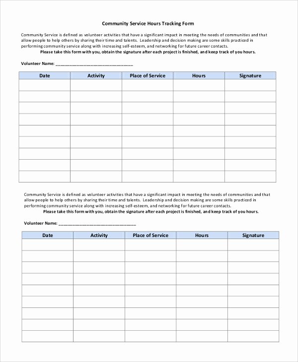Tracking Volunteer Hours Template Awesome Volunteer Hours form Template Munity Service form
