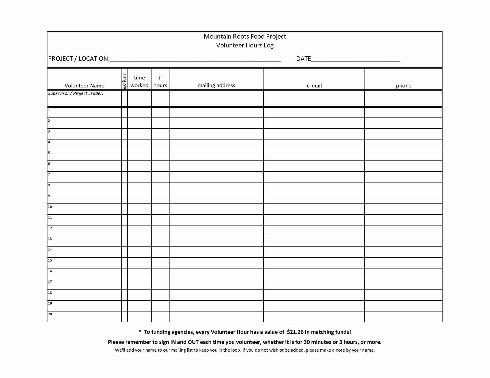 Tracking Volunteer Hours Template Beautiful Volunteer Hour Sheet Example to Pin On Pinterest