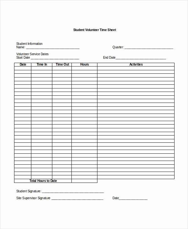 Tracking Volunteer Hours Template Inspirational 10 Timesheet Templates Free Sample Example format