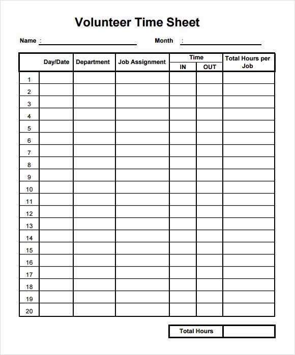 Tracking Volunteer Hours Template Unique Blank Volunteer form