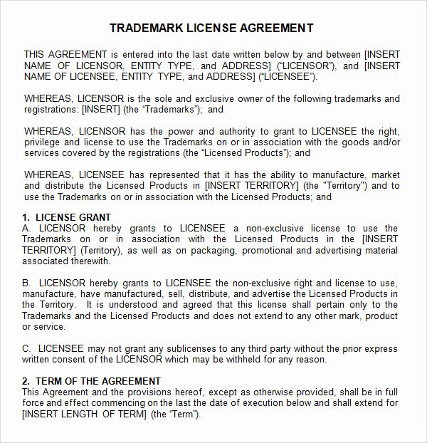 Trademark License Agreement Template Luxury 12 License Agreement Templates Download for Free