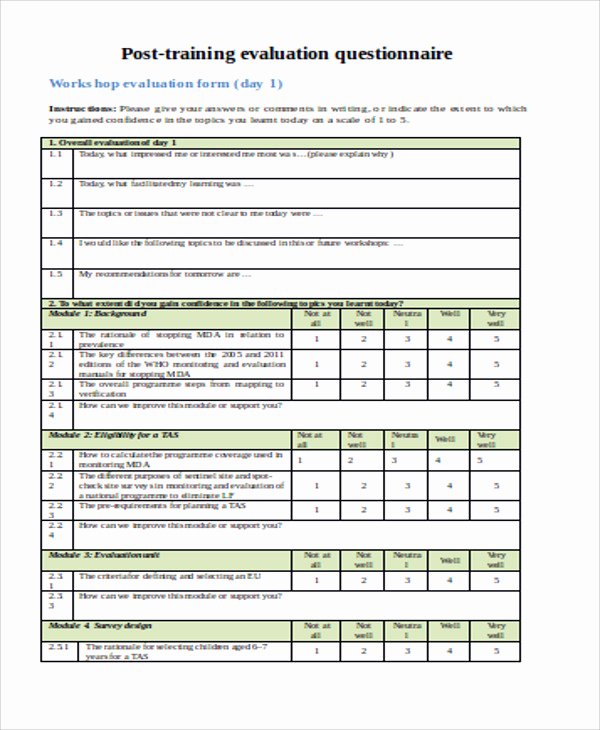 Training Evaluation forms Template Elegant Sample Training Evaluation form In Doc 10 Examples In Word