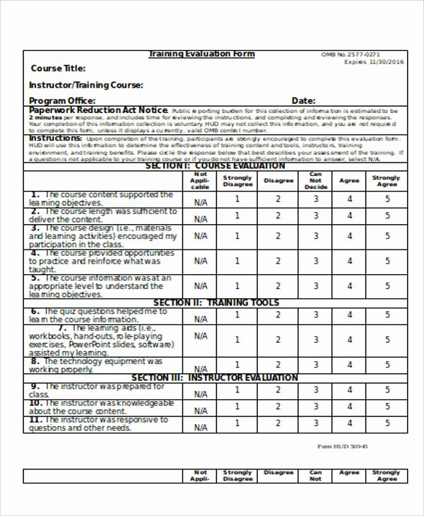 Training Evaluation forms Template Fresh Sample Training Evaluation form In Doc 10 Examples In Word