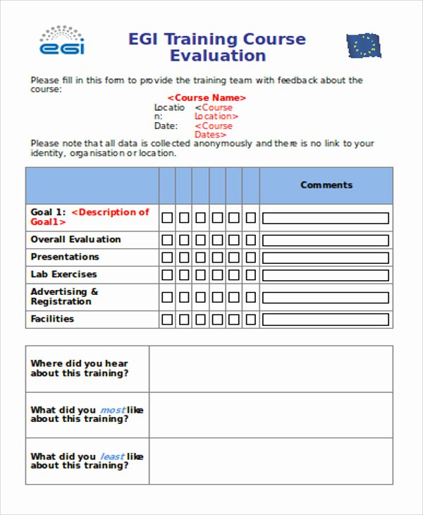 Training Evaluation forms Template Unique Sample Training Evaluation form In Doc 10 Examples In Word