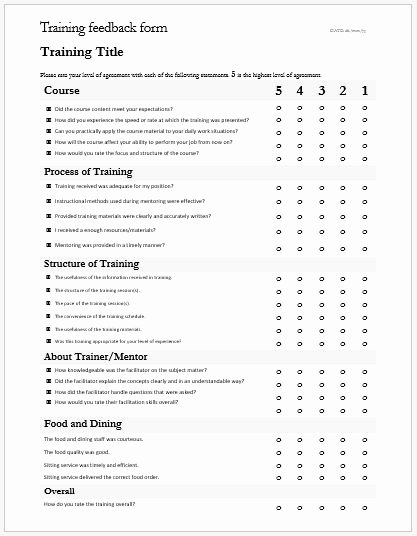 Training Evaluation forms Template Unique Training Feedback &amp; Evaluation forms for Ms Word