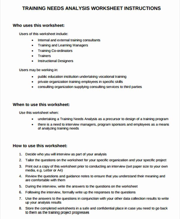 Training Needs Analysis Template Unique 12 Training Action Plan Templates Word Pdf