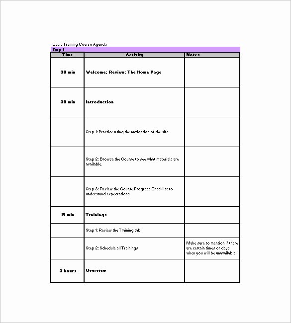 Training Plan Template Excel Best Of Training Agenda Template – 8 Free Word Excel Pdf format