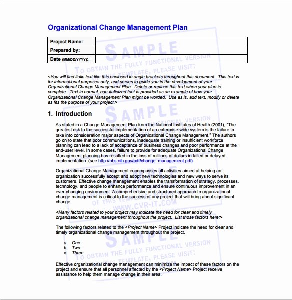 Transition Management Plan Template Lovely 11 Change Management Plan Templates Free Sample