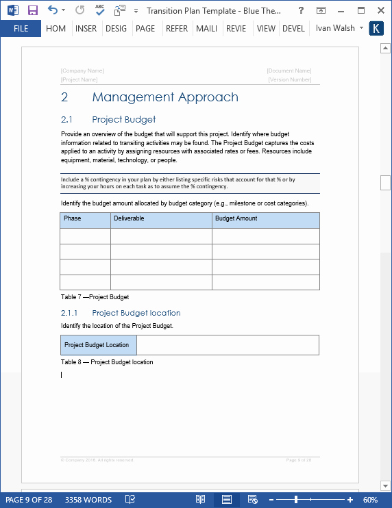 Transition Management Plan Template Lovely Transition Plan – Ms Word Template – Instant Download