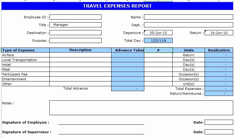 Travel Expense Report Template Beautiful Excel Travel Expense Report Template Travel
