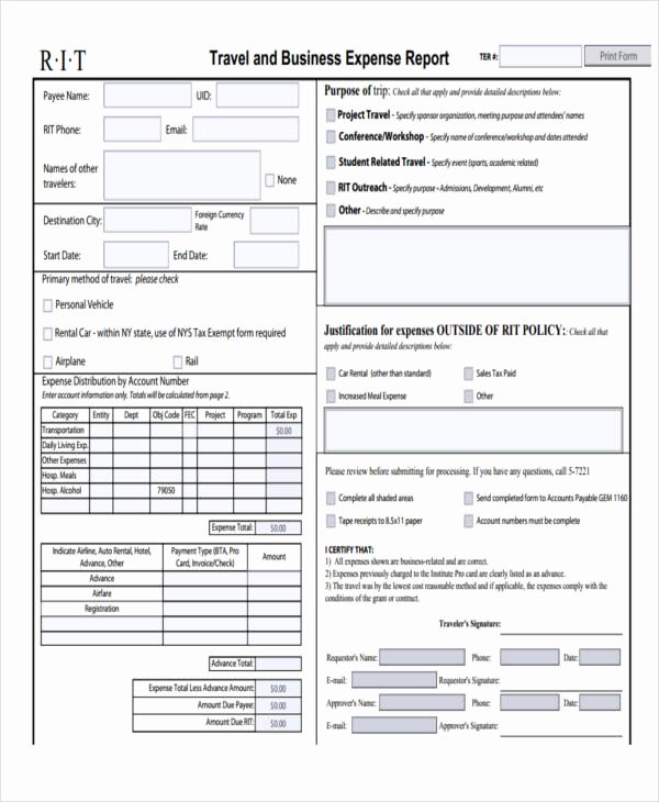 Travel Expense Report Template Inspirational 35 Expense Report Templates Word Pdf Excel