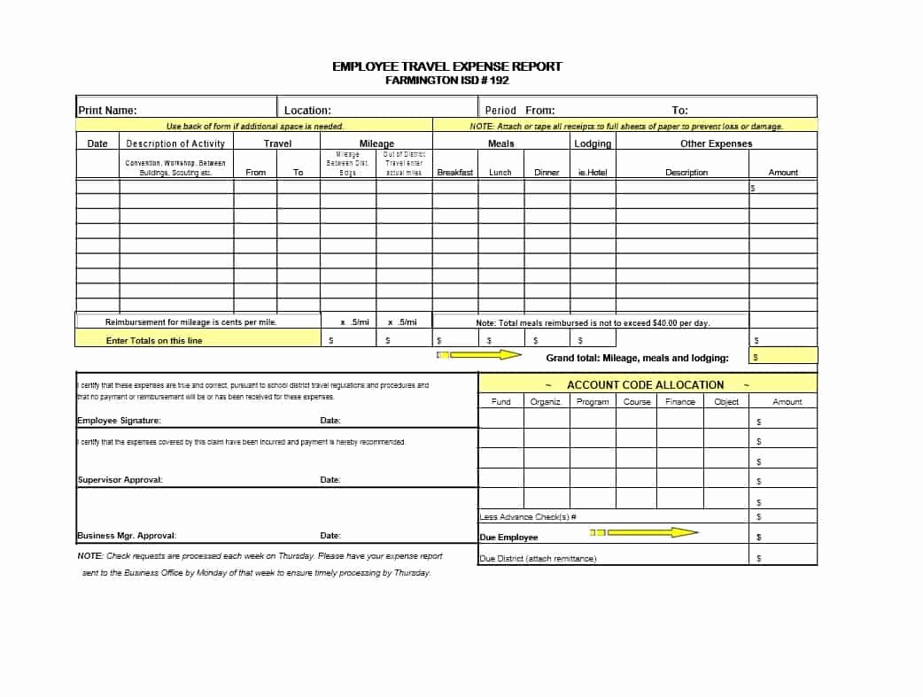Travel Expense Report Template Inspirational 46 Travel Expense Report forms &amp; Templates Template Archive