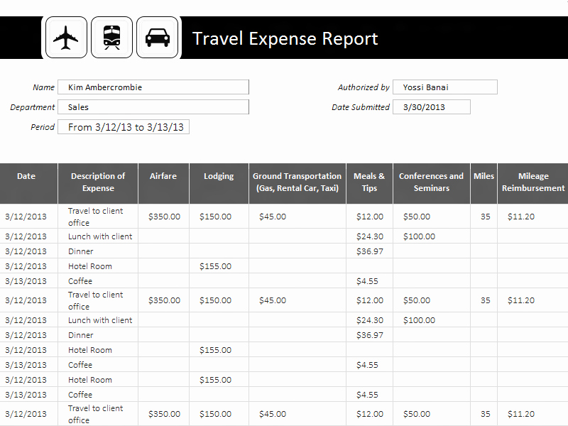 Travel Expense Report Template Luxury Travel Expense Report Template