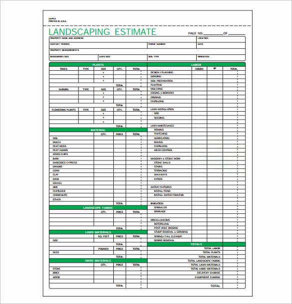 Tree Service Estimate Template Awesome 10 Landscaping Estimate Templates Doc Pdf Excel