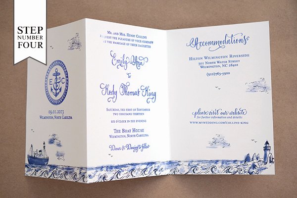 Tri Fold Invitation Template Inspirational Diy Tutorial Stamped Nautical Tri Fold Wedding Invitation