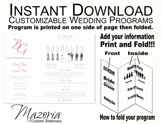 Tri Fold Program Template New Wedding Programs Tri Fold and Silhouette On Pinterest