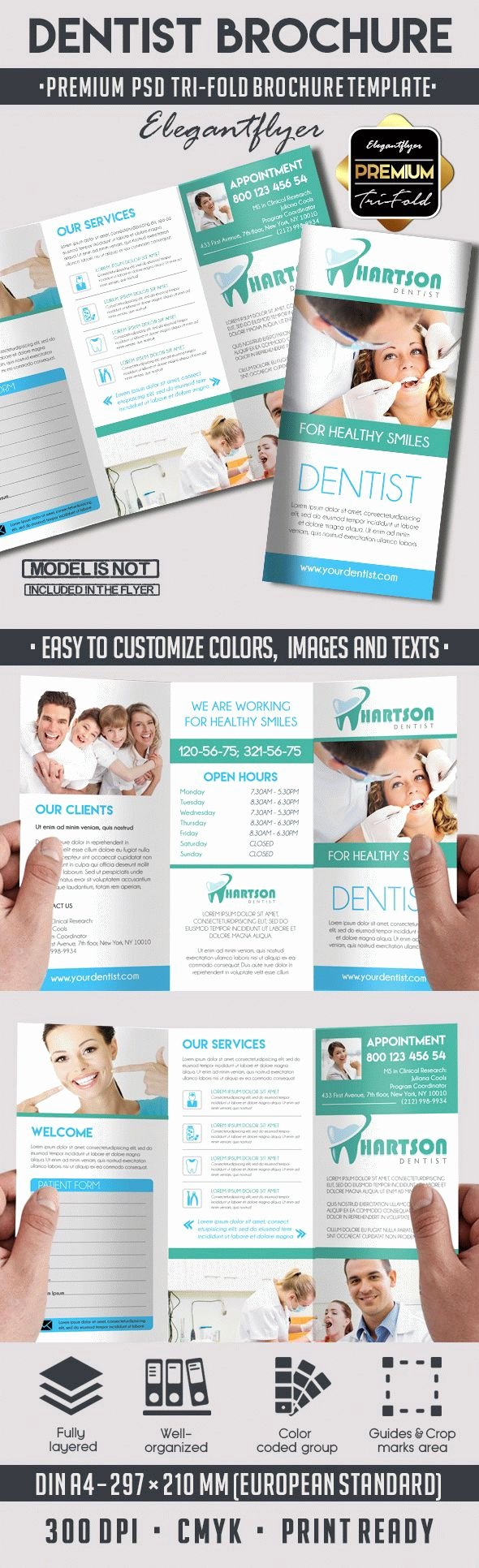 Tri Fold Template Photoshop Beautiful Dentist Tri Fold Brochure In Psd – by Elegantflyer