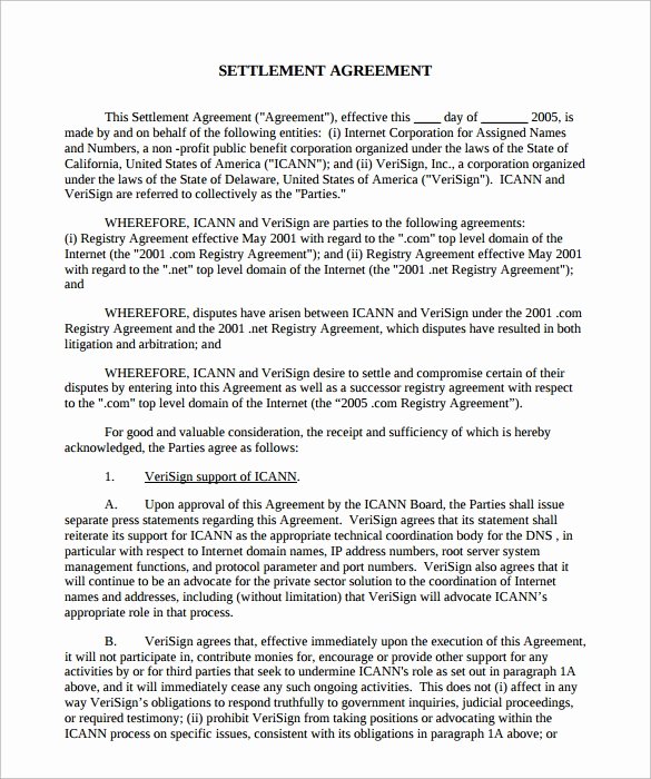 Trial Separation Agreement Template Inspirational 12 Sample Settlement Agreements