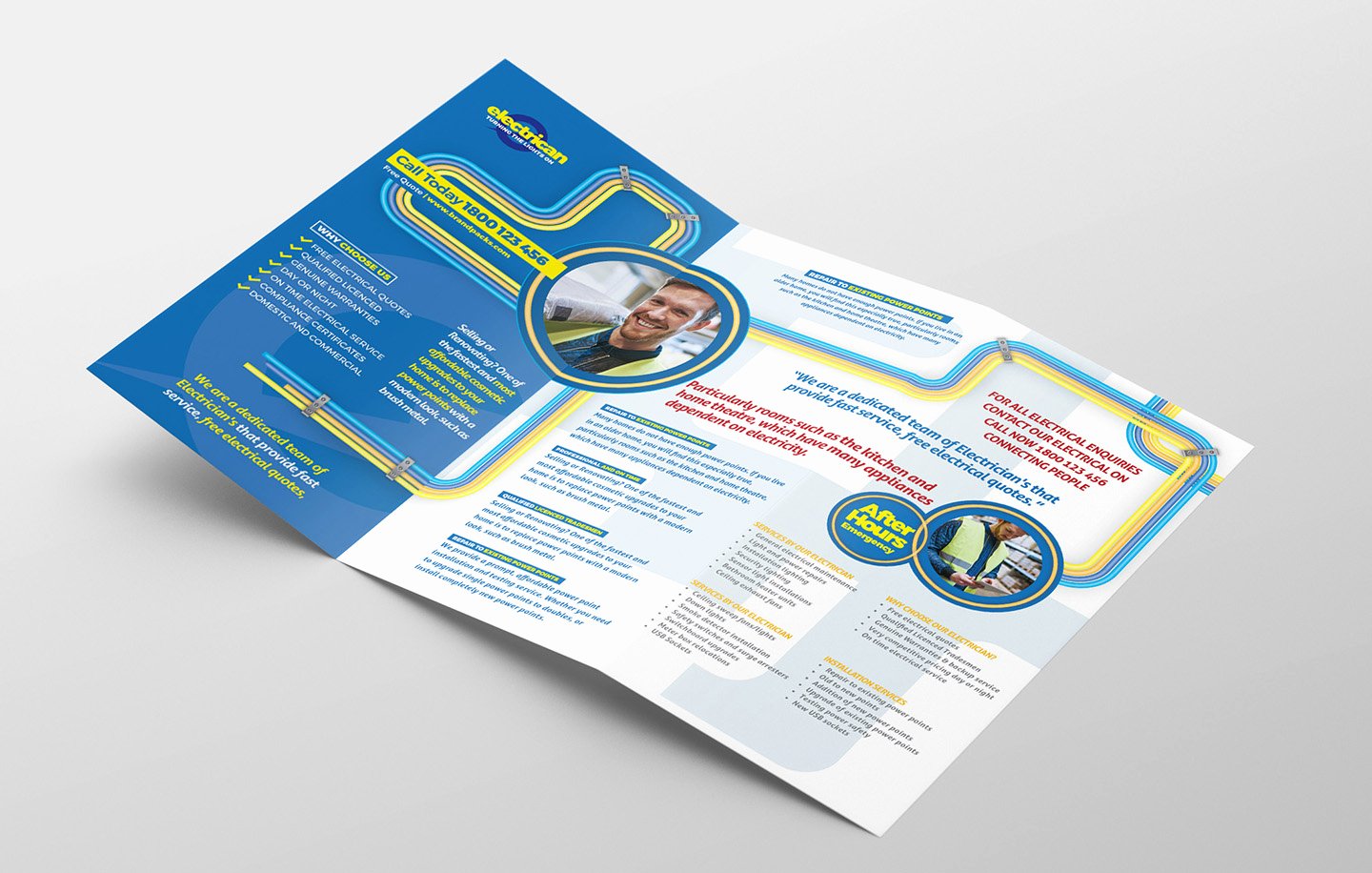 electrician trifold brochure template