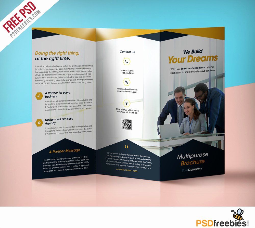 Trifold Brochure Template Photoshop Awesome Professional Corporate Tri Fold Brochure Free Psd Template