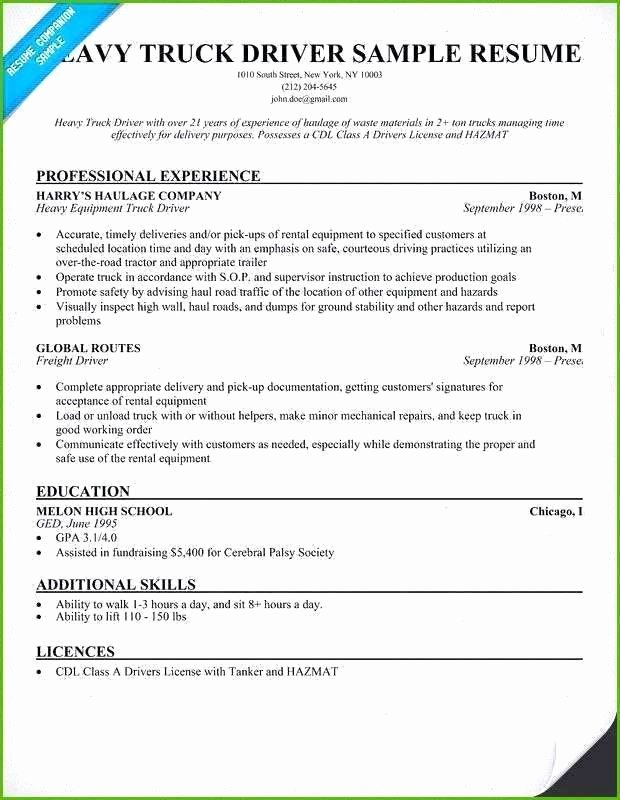 Truck Driver Resume Template Luxury Class A Driver Cover Letter – atoutvar