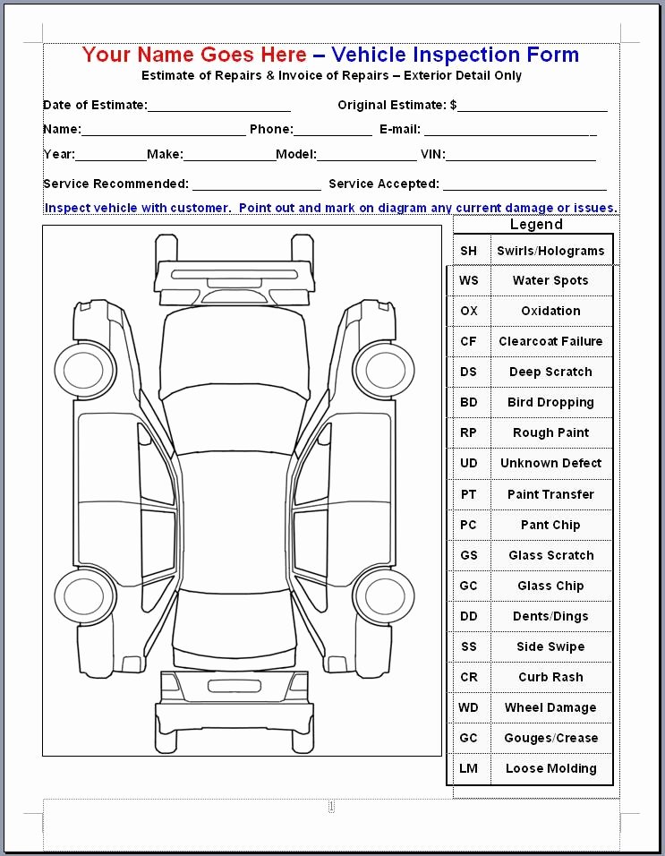 Truck Inspection form Template Luxury Classic Car Hire Horror