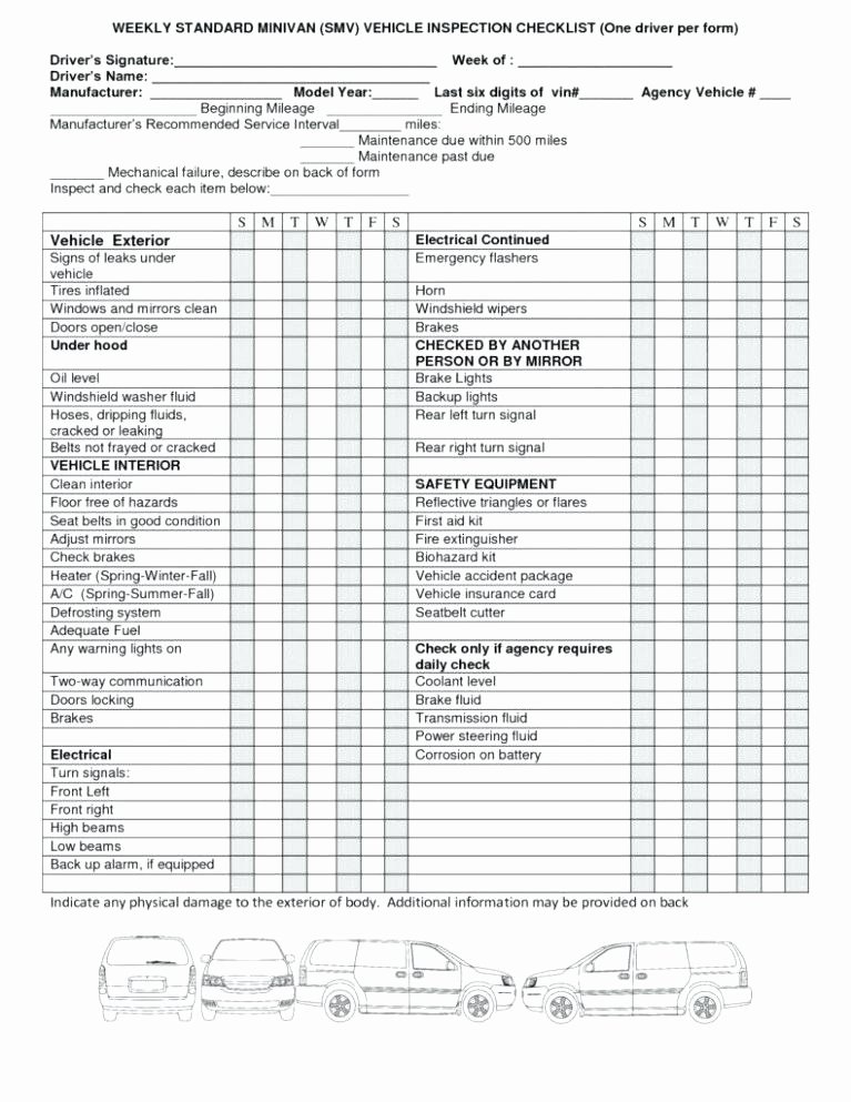 Truck Inspection form Template New Auto Repair order form Vehicle Inspection Sample Drivers