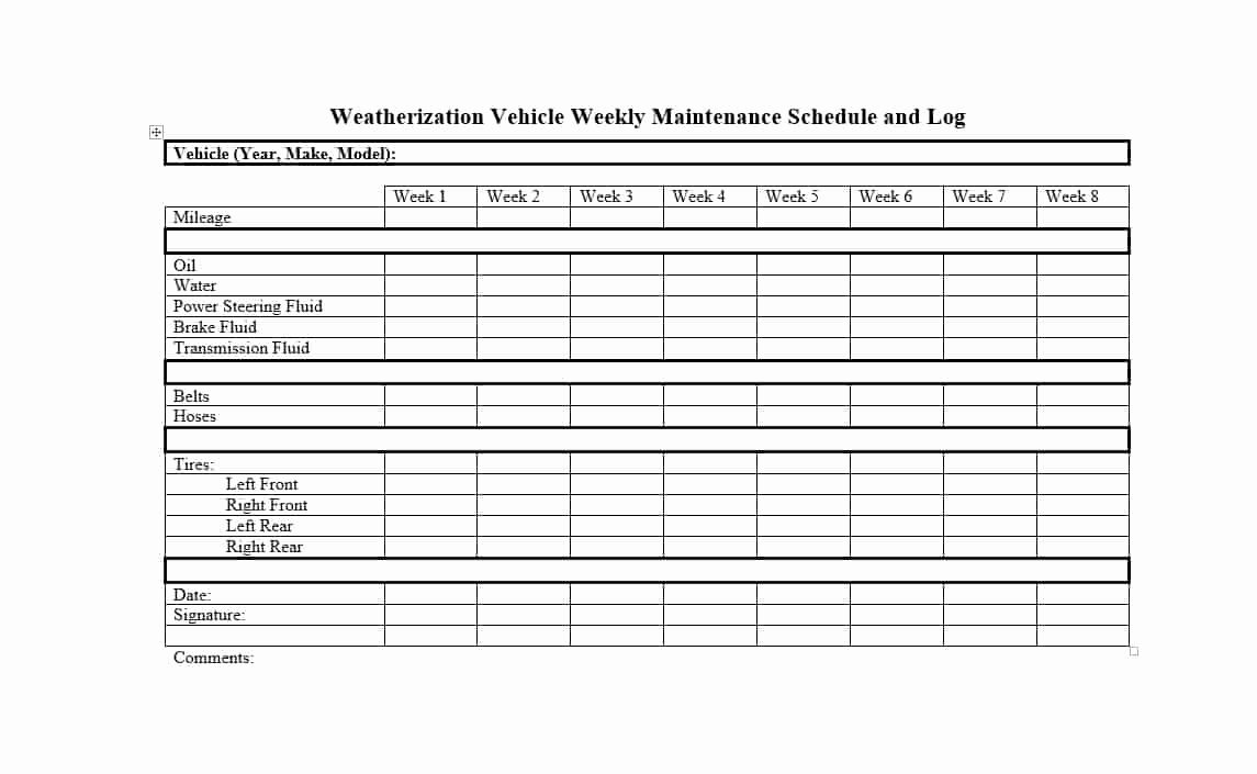 Truck Maintenance Checklist Template Unique 40 Printable Vehicle Maintenance Log Templates Template Lab