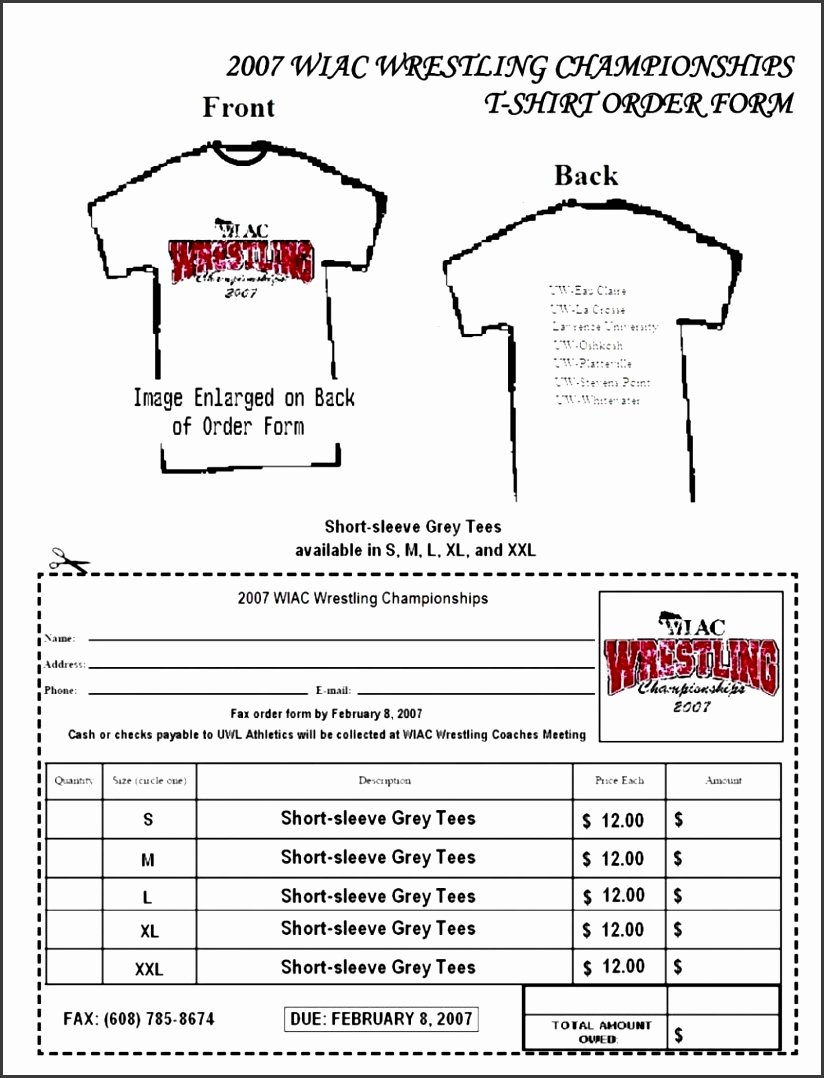 Tshirt order form Template Awesome 9 T Shirt order form Template Excel Sampletemplatess
