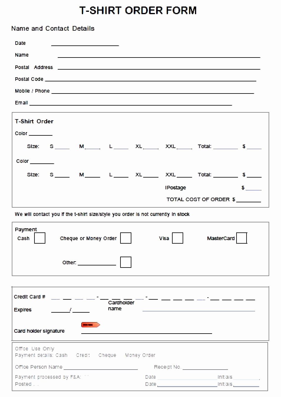 Tshirt order form Template Best Of T Shirt order form Template