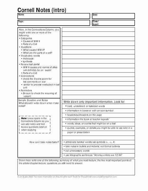 Two Column Notes Template Beautiful Notes format Two Column Note Taking Template Word – Lccorp