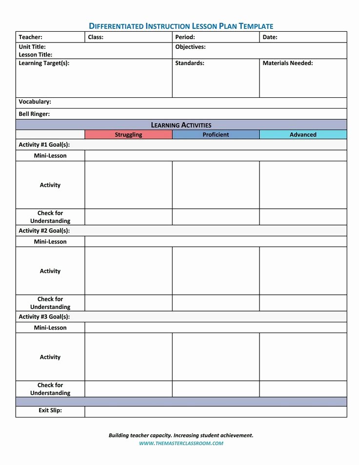 Udl Lesson Plan Template Fresh Differentiated Instruction Lesson Plan Template Freebie