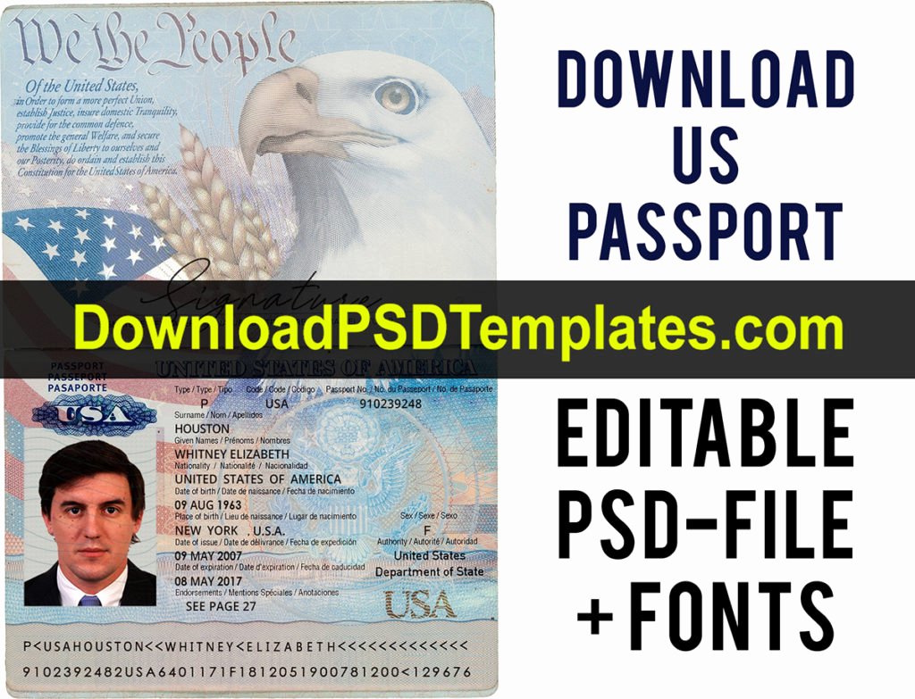 Us Passport Template Psd Elegant Usa Passport Psd Template [download Editable source File]