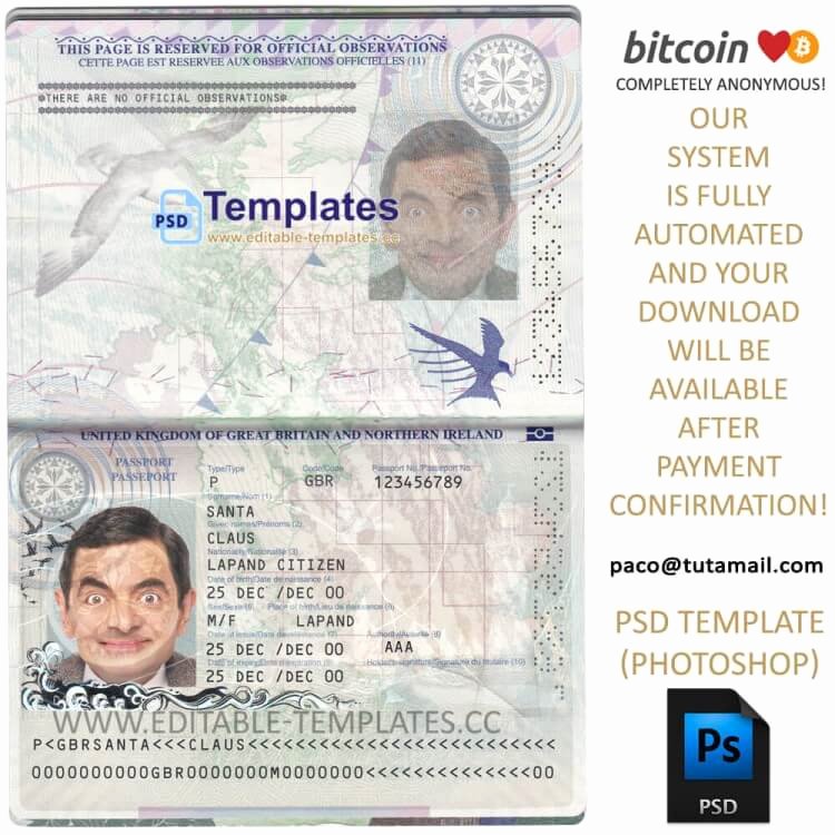 Us Passport Template Psd New Fully Editable Uk Passport Psd Template
