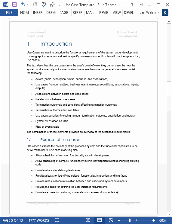 Use Case Document Template Beautiful Use Case Template – Ms Word &amp; Visio Templates