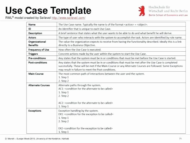Use Cases Document Template Elegant Printable Use Case Template Description Specification