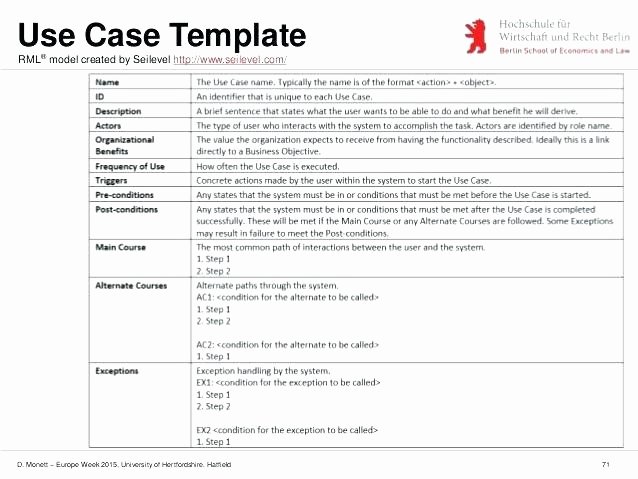 Use Cases Template Word Inspirational Free Use Case Template Description Word Study and Excel