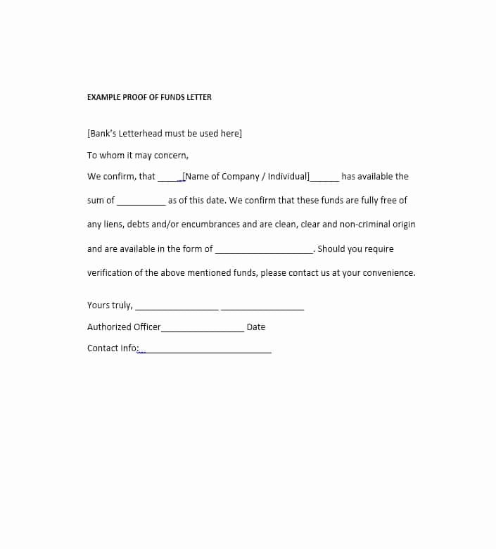 Use Of Funds Template Unique 25 Best Proof Of Funds Letter Templates Template Lab
