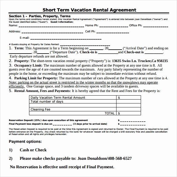 Vacation Rental Agreements Template Beautiful 9 Sample Vacation Rental Agreements