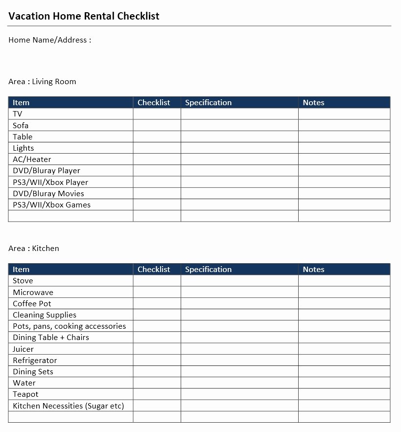 Vacation Rental Checklist Template Awesome Vacation Home Rental Checklist