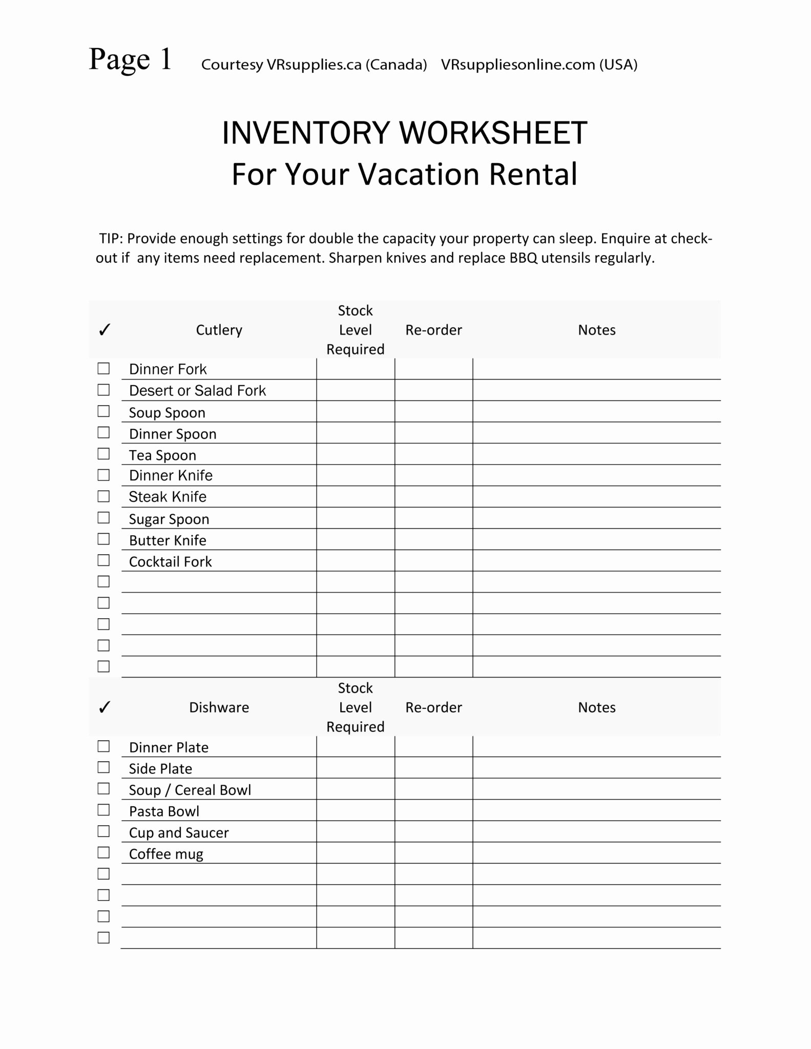 Vacation Rental Checklist Template Awesome Vacation Rental Supply List Vacation Rental Supplies and